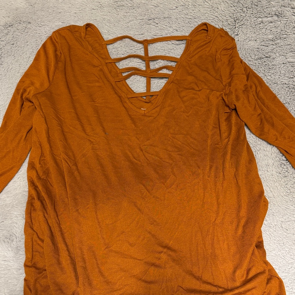 Mudd Rust Orange Strappy Back Long Sleeve Top